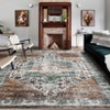 Washable Vintage Oriental Rug Non Slip Low Pile Rug Soft Throw Floor Cover Retro Medallion Foldable Indoor Carpet for Living Room Bedroom Nursery - 2 of 4