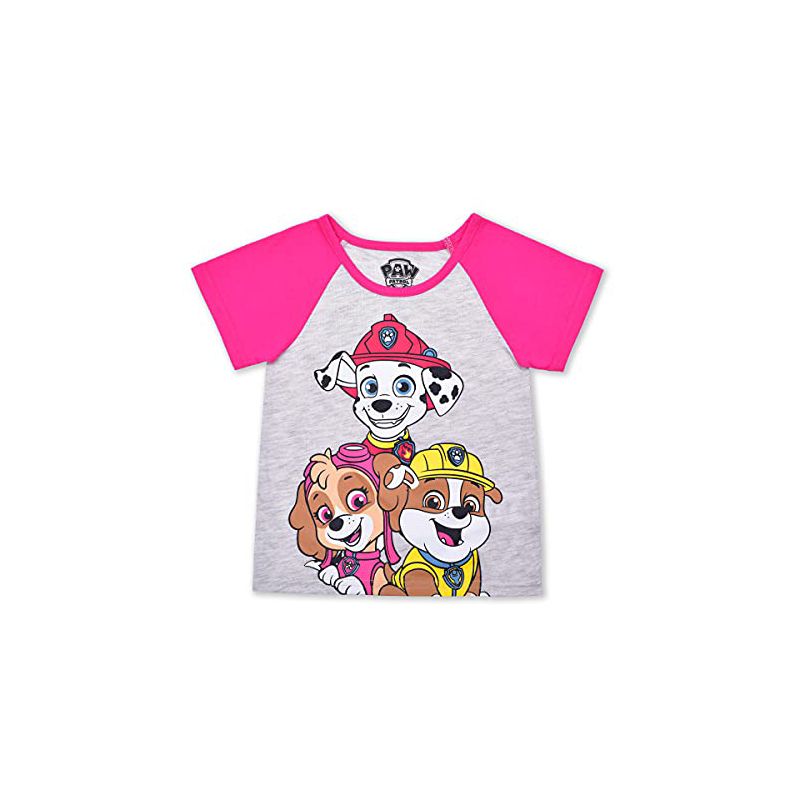 Nickelodeon Girl's Paw Patrol 2 Piece Graphic Printed Tee Shirt and Shorts Bundle Set for toddler, 4 of 6