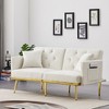 Velvet Futon Sofa Bed, Convertible Sofa Bed With Adjustable Backrest, Loveseat Sleeper Bed With 6 Metal Legs, Modern Futon Couch For Living Room - 2 of 4