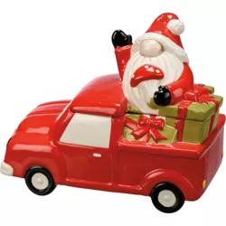 Tabletop 6.5" Truck & Santa Treat Jar Gnome Christmas Primitives By Kathy  -  Decorative Jars