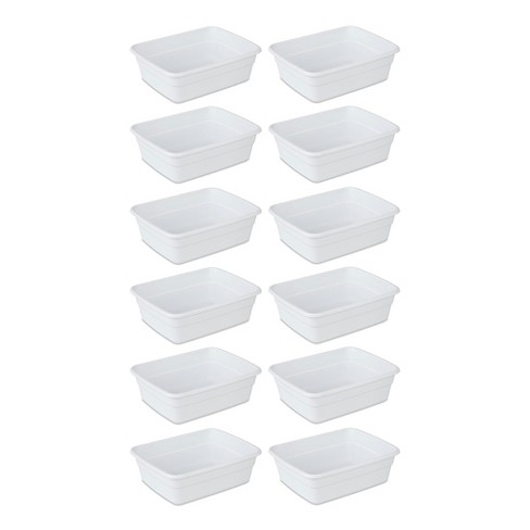 Sterilite Small Portable Rectangle Plastic Heavy Duty Reinforced Plastic 8  Qt Kitchen Dish Pan Basin Container For Dishware & Laundry, White (12 Pack)  : Target