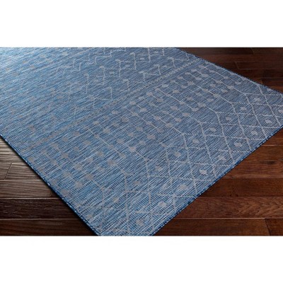 Cruquius Navy Blue Moroccan Trellis Polypropylene Area Rug 2'6" x 4'