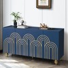 VYNXARIA Modern Navy Blue Fluted Sideboard Buffet with Gold Accents and Adjustable Shelves - 3 of 4