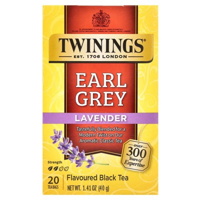 Twinings, Flavored Black Tea, Earl Grey, Lavender, 20 Tea Bags, 1.41 oz
