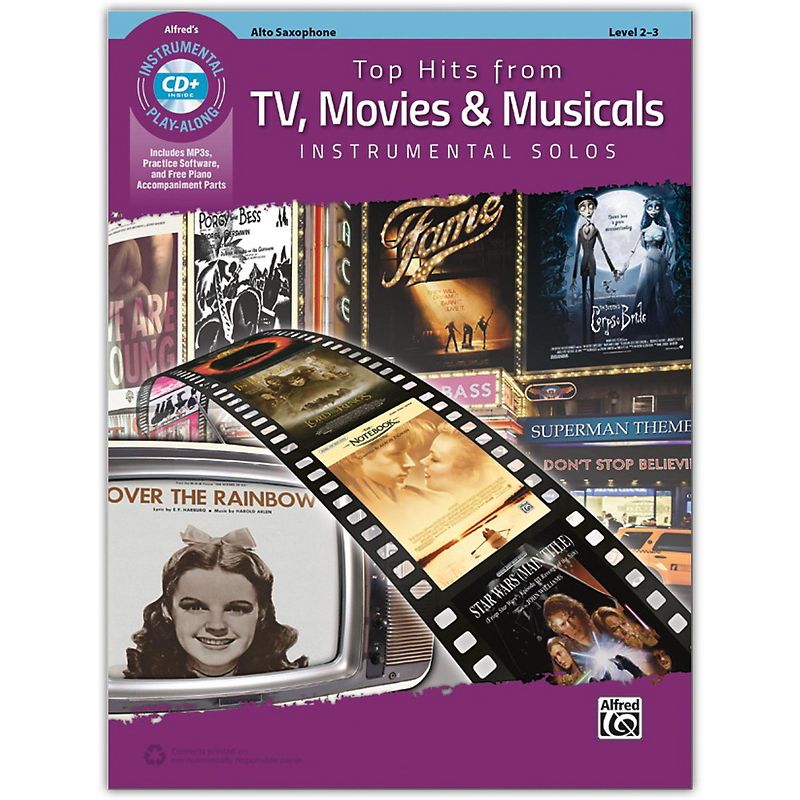Alfred Top Hits from TV, Movies & Musicals Instrumental Solos Alto Saxophone Book & CD, Level 2-3, 1 of 2