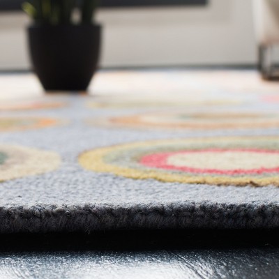 Handmade Blue and Multicolor Wool and Viscose 5' x 7' Tufted Area Rug