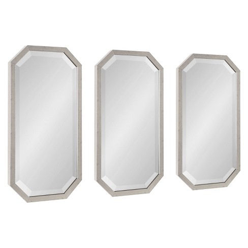 3pc Laverty Wall Mirror Set Silver, Shaped Wall Mirrors Set