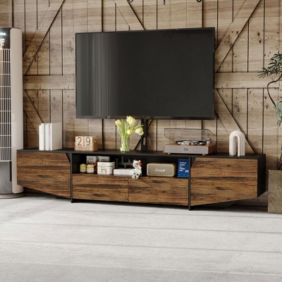 FUFU&GAGA Modern Media Console with TV Rack Meets Functional Entertainment Storage