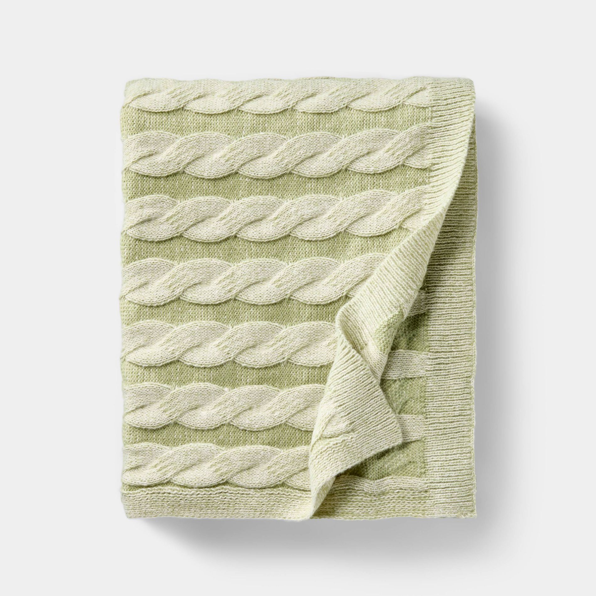 50"x60" Twisted Cable Throw Blanket Green and Cream - Threshold™ designed with Studio McGee