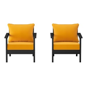 WestinTrends Avalon Outdoor Modern HDPE Patio Club Chairs with Deep Seat Cushions (Set of 2) - 1 of 4