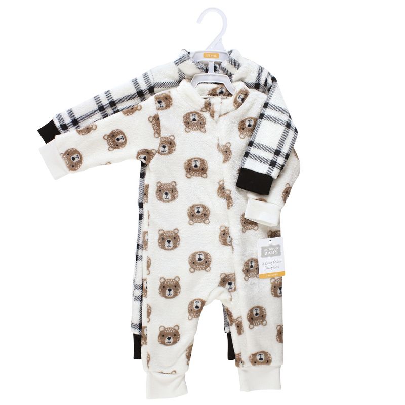 Hudson Baby Infant Boy Plush Jumpsuits, Brown Bear, 2 of 5