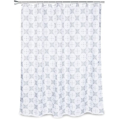 Grey Trellis Shower Curtain Set with 12 Hooks for Modern Bathroom (70 x 71 In)