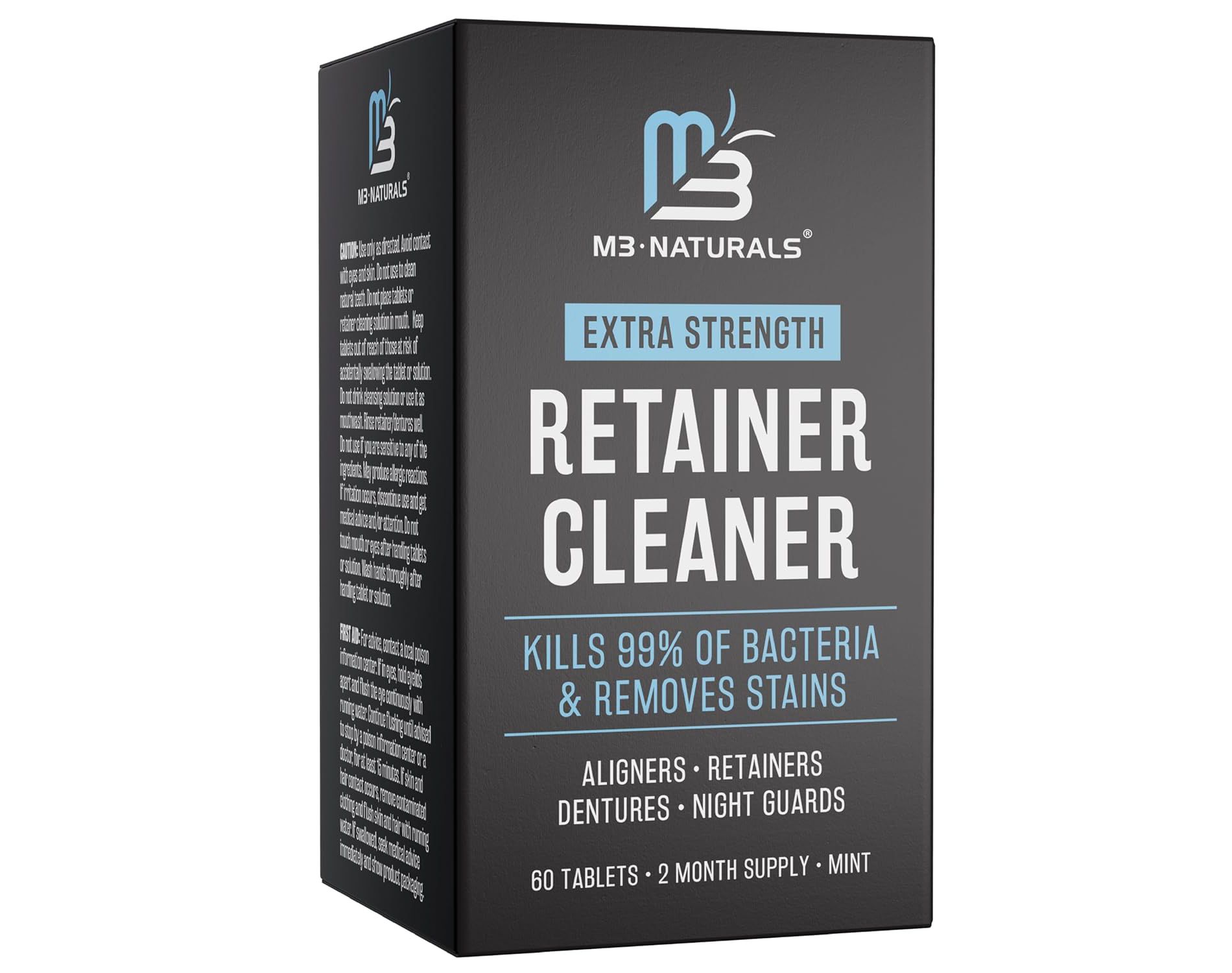 Mint Retainer Cleaner, Extra Strength Denture Cleaning Tablets, Invisalign Cleaner, Removes Odors Discoloration Stains and Plaque, M3, 60ct
