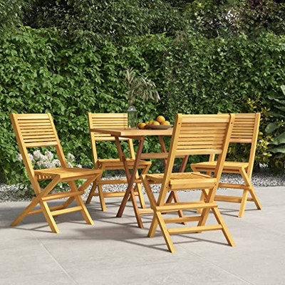 Set of 4 Teak Wood Folding Patio Chairs
