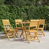 vidaXL Folding Patio Chairs - Set of 4 - Solid Teak Wood Construction - Space-Saving Foldable Design - Comfortable & Stylish - 2 of 4