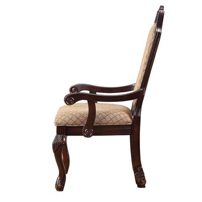 Espresso Floral Wood 29" Accent Dining Chair with Arm Rest