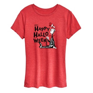 Women's - Dr. Seuss - Happy Halloween Skeleton Cat Short Sleeve Graphic T-Shirt - 1 of 4