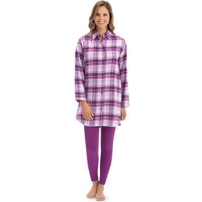 Collections Etc Lurex Plaid Flannel Tunic & Leggings 2-Piece Set