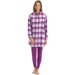 Collections Etc Lurex Plaid Flannel Tunic & Leggings 2-Piece Set - 1 of 4