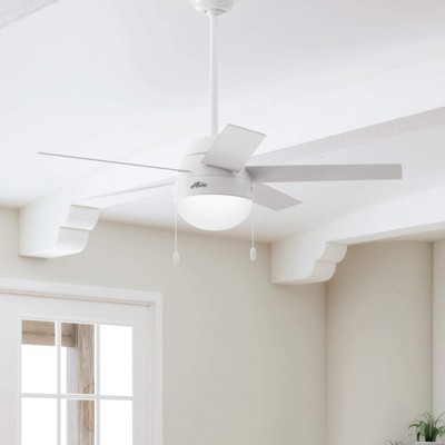 46" Fresh White and Natural Wood Ceiling Fan with LED Light