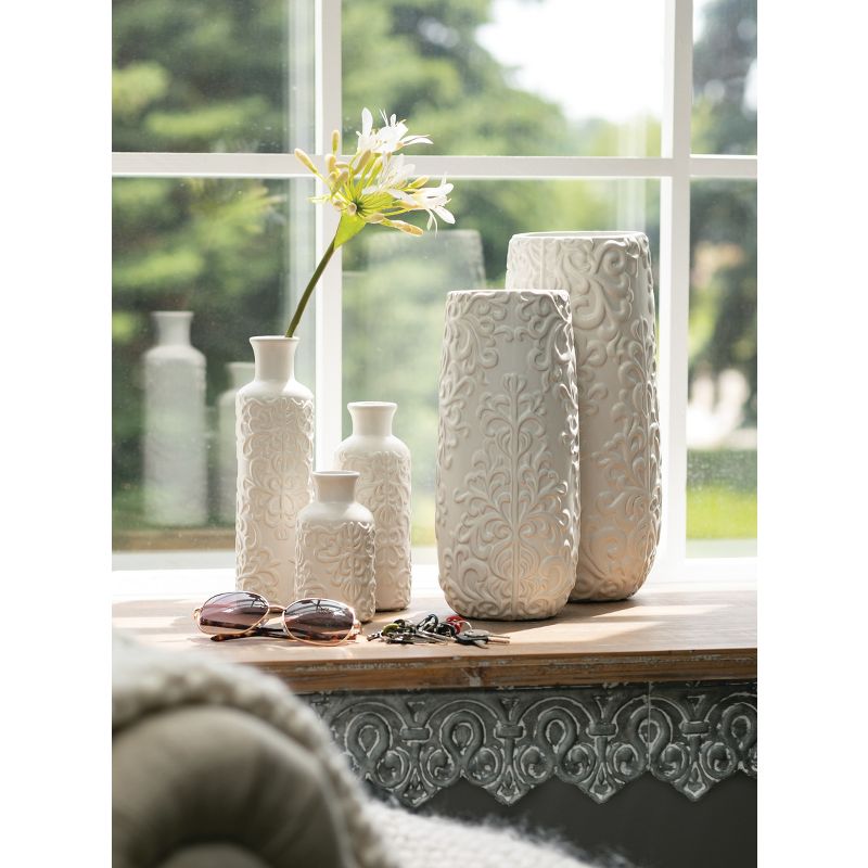 Set of 3 Ceramic Bud Vase 10", 7.5" & 5.5" White, 4 of 10