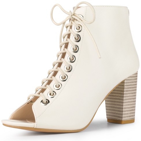 Cream peep discount toe ankle boots