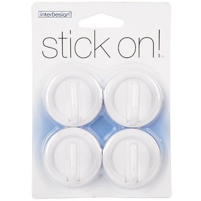 iDesign 1 in. L White Plastic Small stick on Hook 4 pk