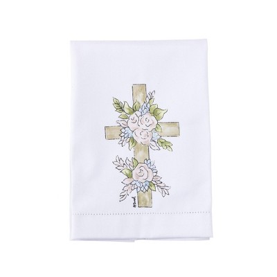 Transpac Cotton Hemstitched Cross Hand Towel Home Decorations Easter