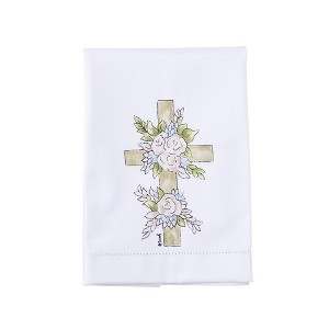 Transpac Cotton Hemstitched Cross Hand Towel Home Decorations Easter - 1 of 2