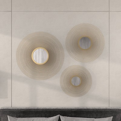 Gold Sunburst Round Wall Decor with Mirror Accent Set