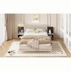 Okak Queen Floating Platform Bed Frame with Bedside Nightstand Bed with LED Strong Wood Slats No Springs Required Easy to Assemble, Natural - 2 of 4
