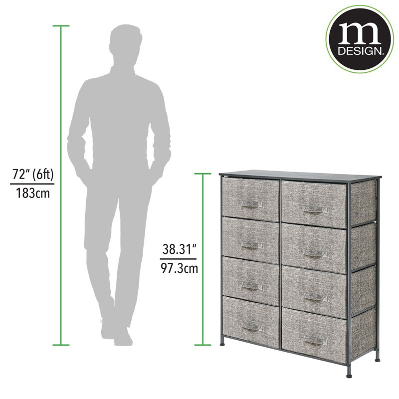 mDesign Large Storage Dresser Furniture with 8 Removable Fabric Drawers, 3 of 6
