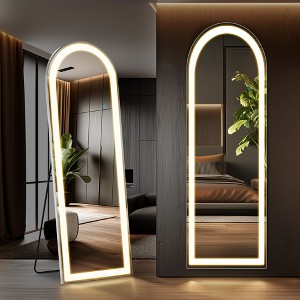 FURNIinspire Full Length Mirrors Floor Standing Mirror With Stand, Wall Mounted Hanging Full-Body Mirror For Bedroom, Dressing Room, White, 20"*63" - 1 of 4