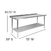 Flash Furniture Stainless Steel 18 Gauge Prep and Work Table with 1.5" Backsplash and Undershelf, NSF - 4 of 4