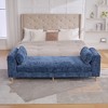 Chenille Chaise Lounge Couch with 2 Pillows, Upholstered Bed Bench with Armrests, Ottoman Footrest for Living Room Bedroom Guestroom - ModernLuxe - 2 of 4