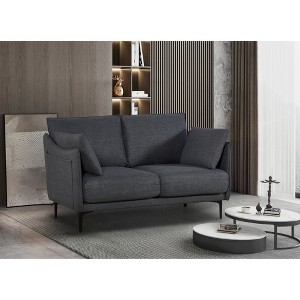 2-Seater Stylish Sofa with Button-Tufted Cushions, 2 Pillows and Metal Legs for Living Room - 1 of 4