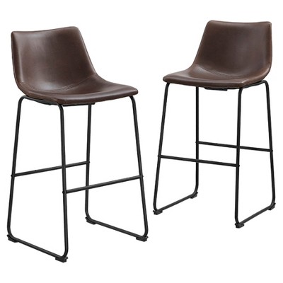Set of 2 Laslo Modern Upholstered Faux Leather Barstools - Saracina Home