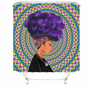 Purple Hair Girl Color Tie-Dye Shower Curtains for Bathroom Waterproof Fabric Bath Curtain Durable Soft Stylish Bathroom Decor 72x72 Inch - 1 of 1
