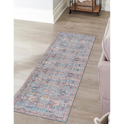 Blue Flat Woven Reversible Runner Rug