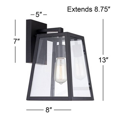 Arrington 13" Mystic Black Outdoor Wall Light with Clear Glass