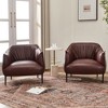 KINWELL 33" Wide Faux Vegan Leather Upholstery Barrel Chair with Metal Legs, Set of 2 - 3 of 4