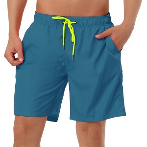 Lars Amadeus Men's Solid Color Drawstring Swimming Pool Beach Board Shorts 2 Packs - 1 of 4