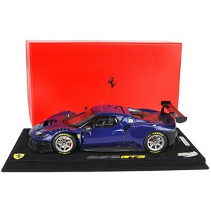 2022 Ferrari 296 GT3 Electric Blue with DISPLAY CASE Limited Edition to 24 pieces Worldwide 1/18 Model Car by BBR - 1 of 4