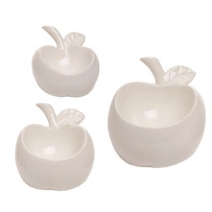 Transpac Ceramic 4.92 in. White Spring Apple Catch All Set of 3 - 1 of 2