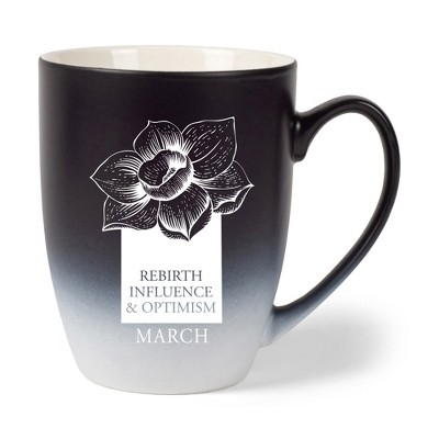Elanze Designs Rebirth Influence And Optimism March Two Toned Ombre Matte Black and White 12 ounce Ceramic Stoneware Coffee Cup Mug