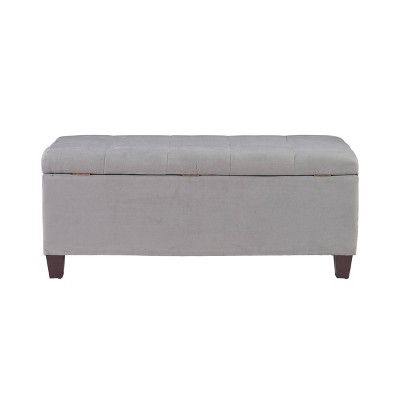 Carmen 48.5" Gray Microfiber Shoe Storage Ottoman with Cushioned Top