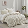 Peace Nest Jacquard Cotton Linen Blend Duvet Cover Set, 3 Piece Bedding Set with Pillow Shams, Cobble, King - 2 of 4