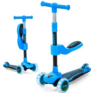 Ziffy 2-in-1 Toddler Kick Scooter, 3-Wheel LED Scooter with Adjustable Height Handlebars & Foldable Seat, Ride-On Toy for Ages 3-12 (110 Lbs Capacity) - 1 of 4