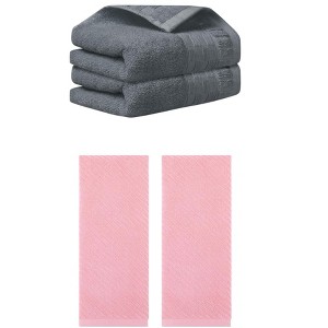 REGALWOVEN 4 Pcs Solid Soft Absorbent Hand Towel for Bathroom 14" x 30" - 1 of 4