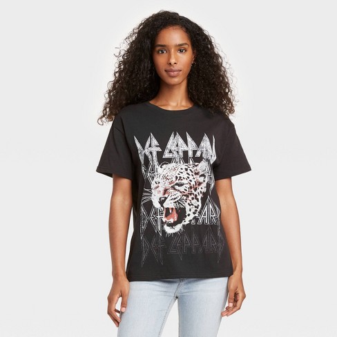 dauw kussen papier Women's Def Leppard Animal Print Short Sleeve Graphic T-shirt - Black Xs :  Target